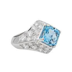 Bague en platine, topaze et diamants - Castafiore