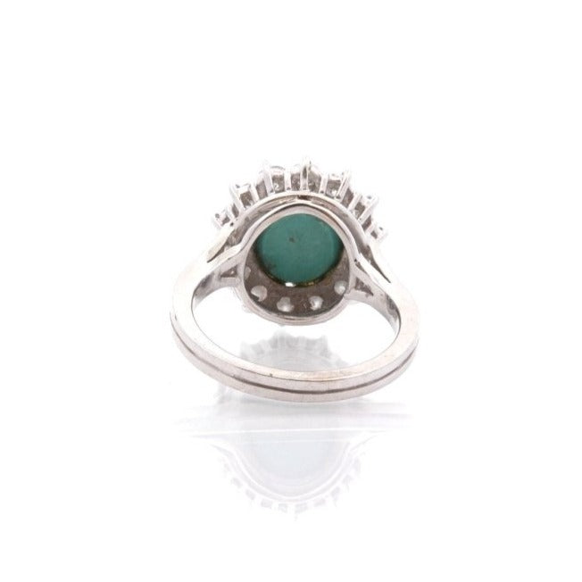 Bague en platine, turquoise et diamants - Castafiore