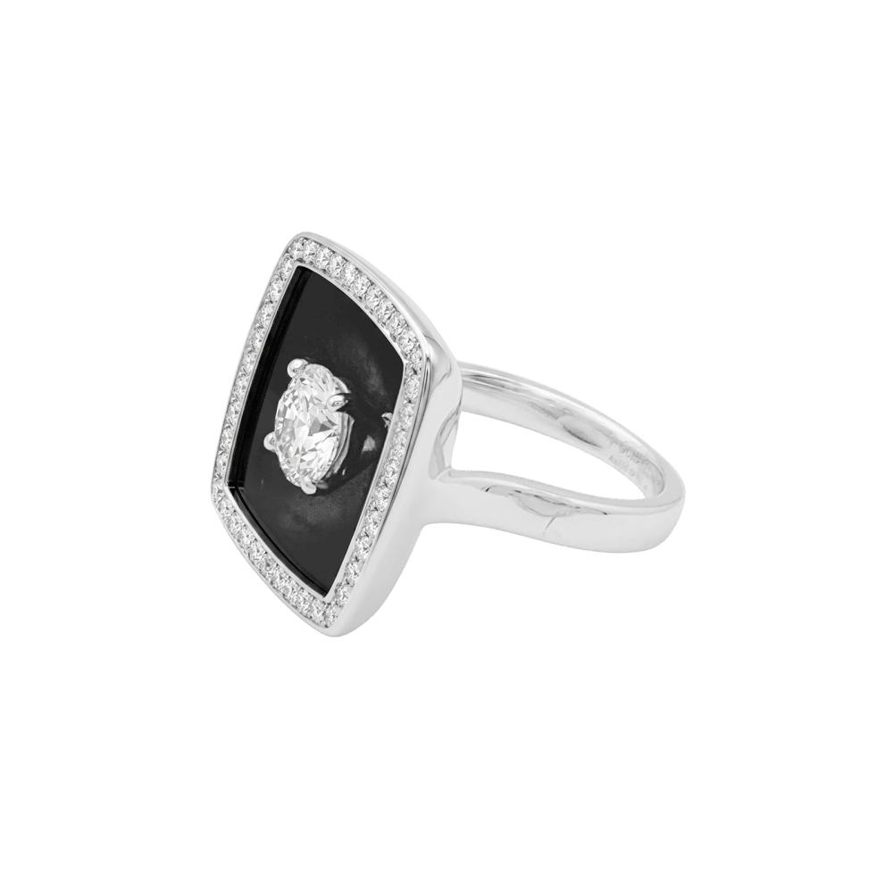 Ring Chanel, "Nuit Noire", white gold, enamel, diamond 1.01 carat.