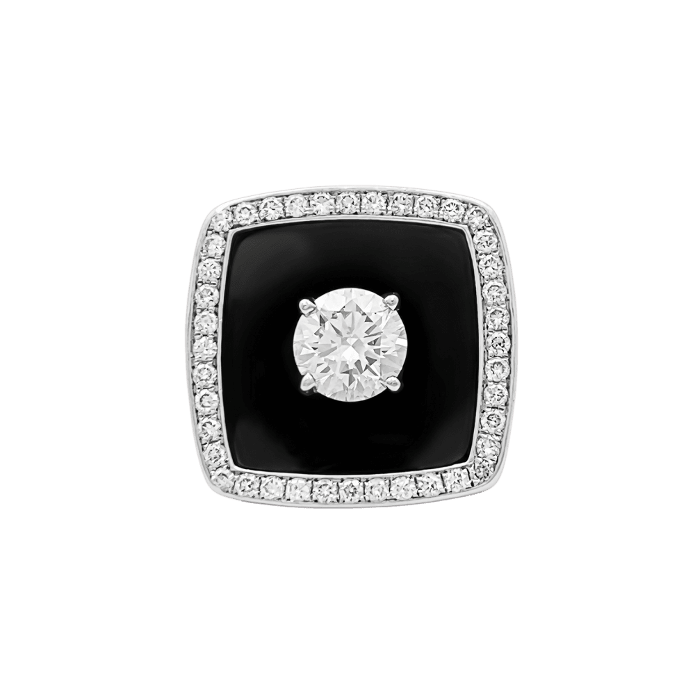 Ring Chanel, "Nuit Noire", white gold, enamel, diamond 1.01 carat.