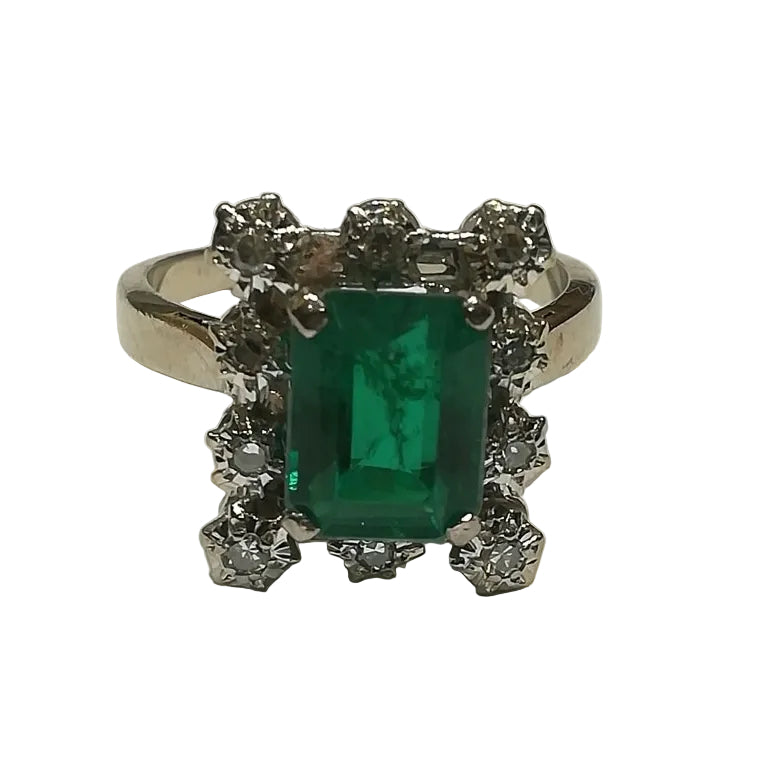 Bague entourage diamants or blanc - Castafiore