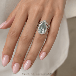 Bague Entourage en or blanc, aigue-marine et diamants - Castafiore