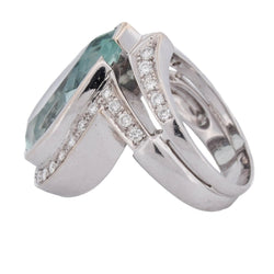 Bague Entourage en or blanc, aigue-marine et diamants - Castafiore
