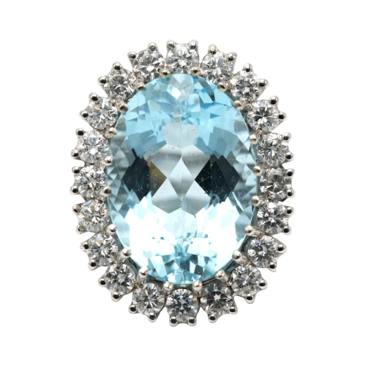 Bague Entourage en or blanc, aigue - marine et diamants - Castafiore