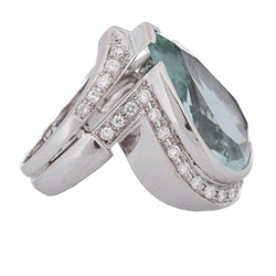 Bague Entourage en or blanc, aigue-marine et diamants - Castafiore