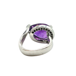 Bague Entourage en or blanc, améthyste et diamants - Castafiore
