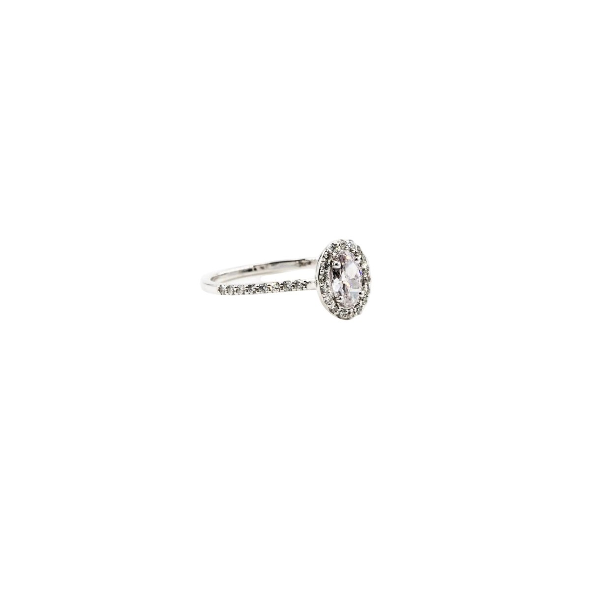 Bague Entourage en or blanc, diamant fancy light purplish pink et diamants - Castafiore