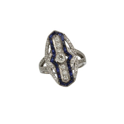 Bague Entourage en or blanc, diamants, et saphirs - Castafiore