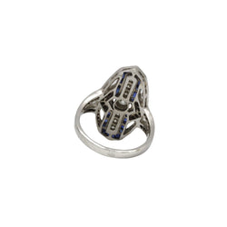 Bague Entourage en or blanc, diamants, et saphirs - Castafiore