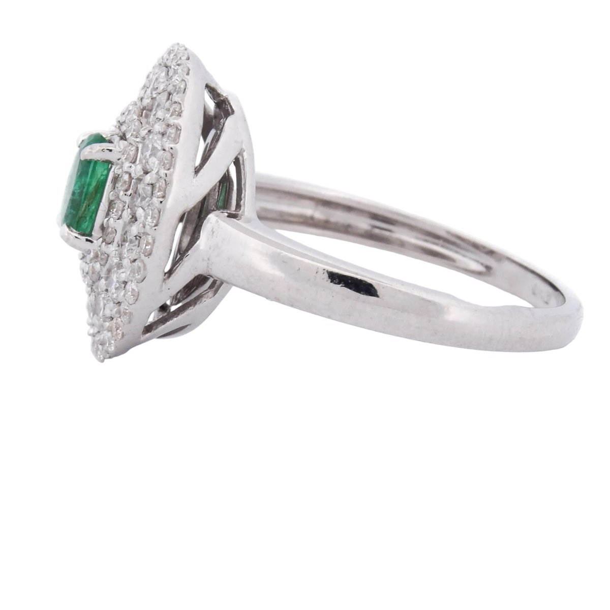 Bague Entourage en or blanc, émeraude et diamants - Castafiore