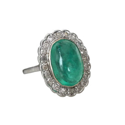 Bague Entourage en or blanc, émeraude et diamants - Castafiore