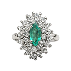 Bague Entourage en or blanc, émeraude et diamants - Castafiore