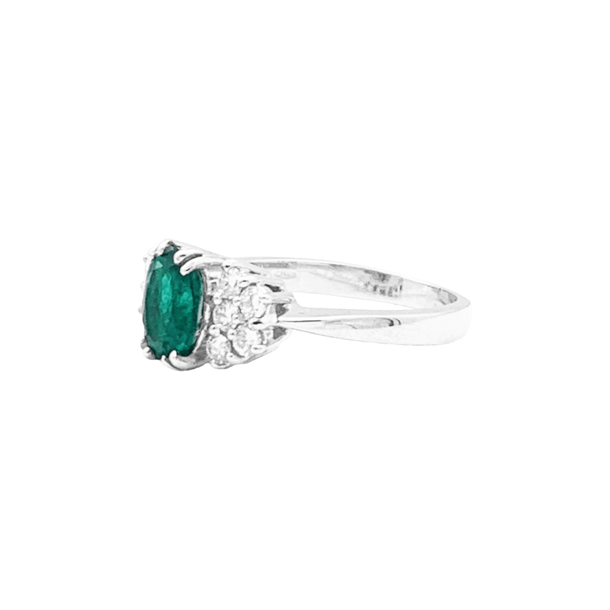 Bague Entourage en or blanc, émeraude et diamants - Castafiore