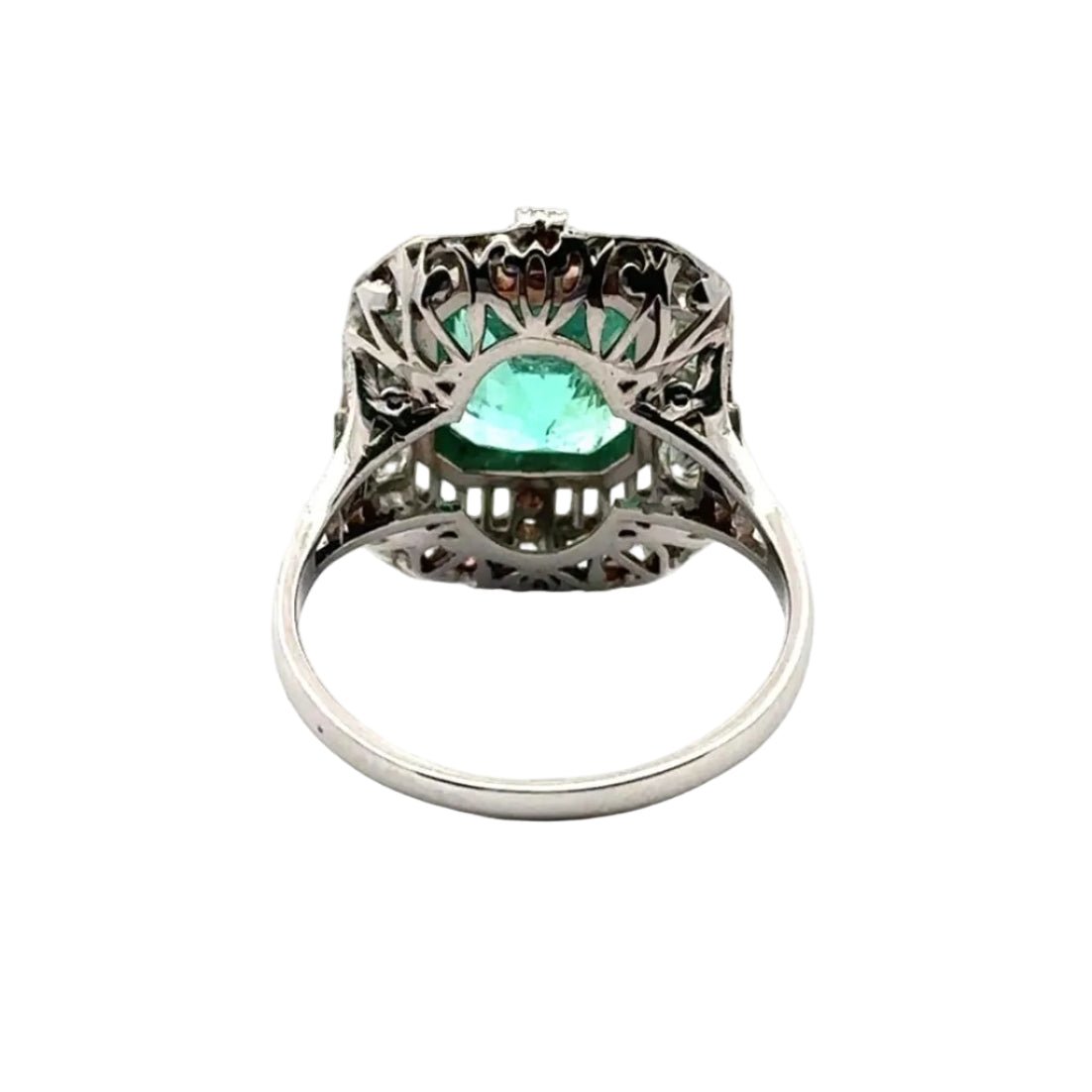 Bague Entourage en or blanc, émeraude et diamants - Castafiore