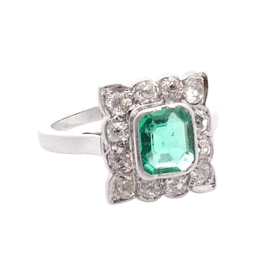 Ring vintage emerald and diamonds