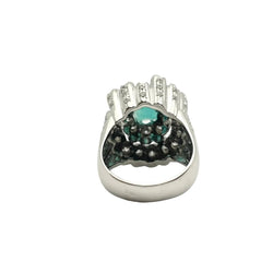Bague Entourage en or blanc, émeraude et diamants - Castafiore