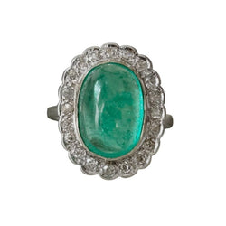 Bague Entourage en or blanc, émeraude et diamants - Castafiore