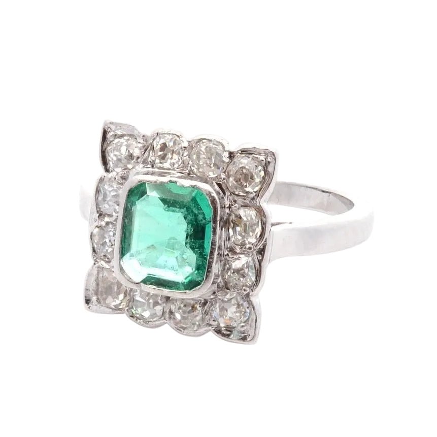 Ring vintage emerald and diamonds