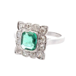 Ring vintage emerald and diamonds