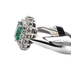 Bague Entourage en or blanc, émeraude et diamants - Castafiore