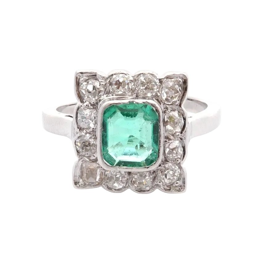 Ring vintage emerald and diamonds