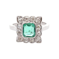 Ring vintage emerald and diamonds