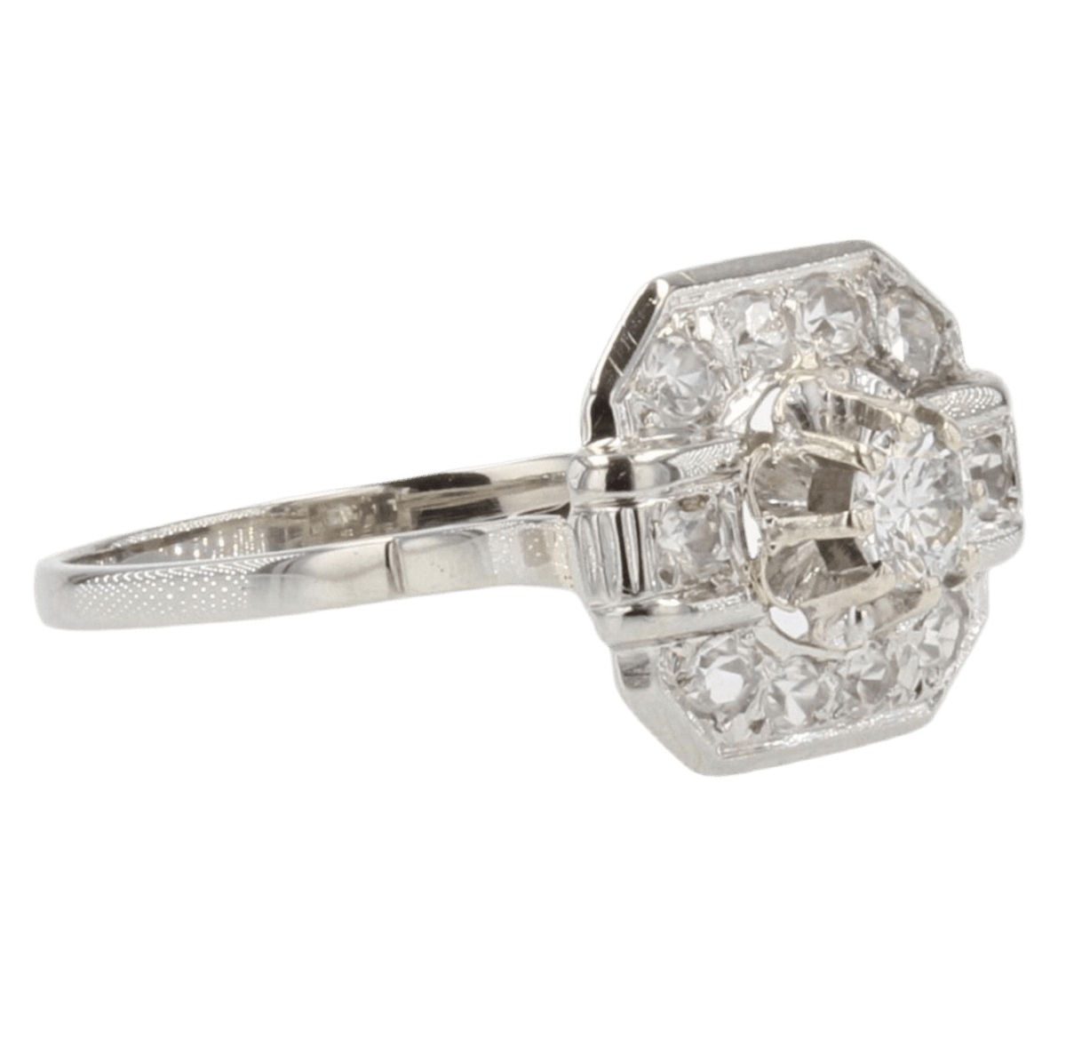 Bague Entourage en or blanc et diamants - Castafiore