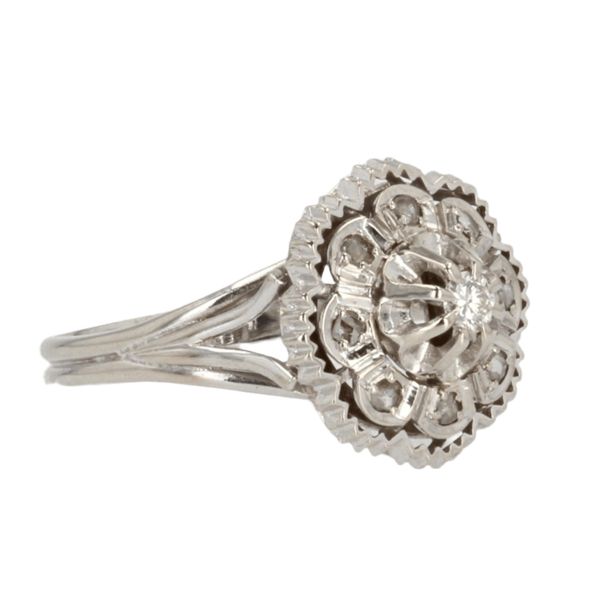 Bague Entourage en or blanc et diamants - Castafiore