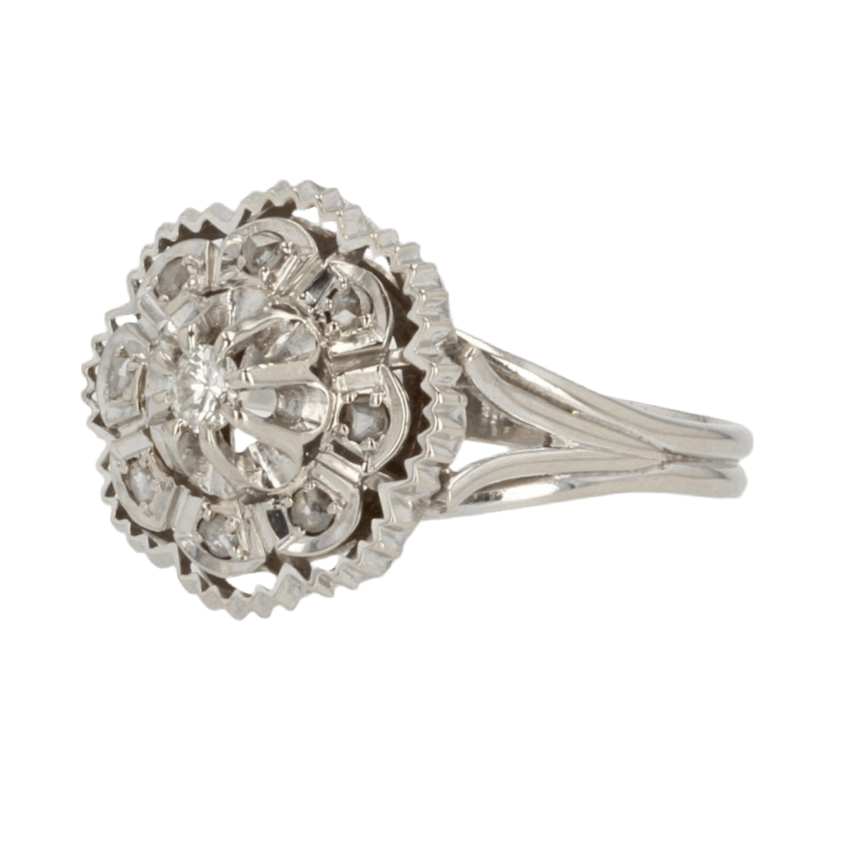 Bague Entourage en or blanc et diamants - Castafiore