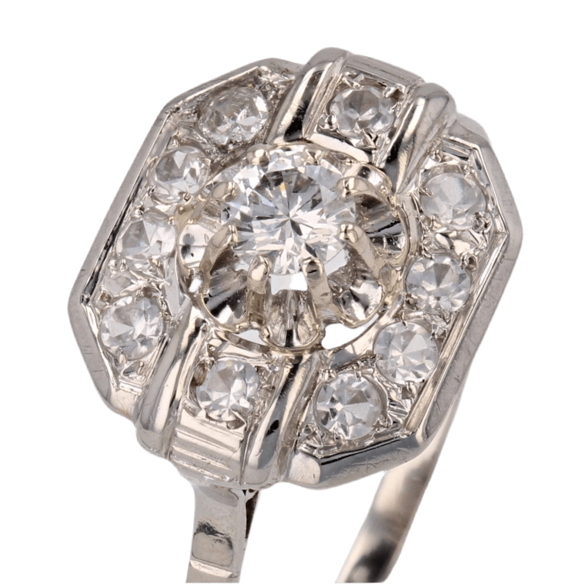 Bague Entourage en or blanc et diamants - Castafiore