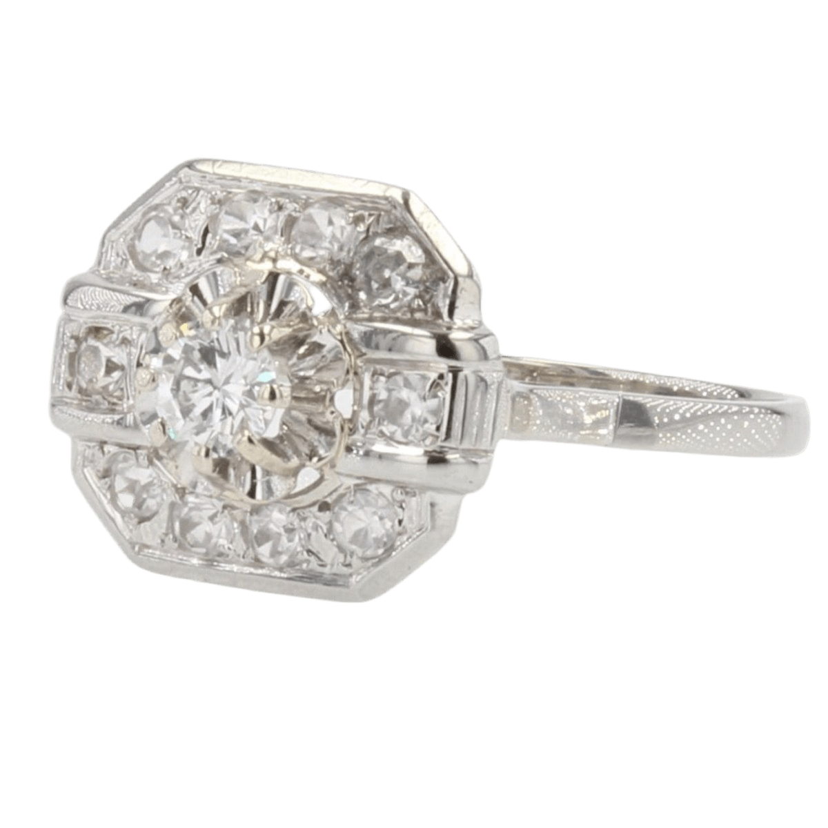 Bague Entourage en or blanc et diamants - Castafiore