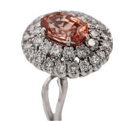 Bague Entourage en or blanc, grenat et diamants - Castafiore