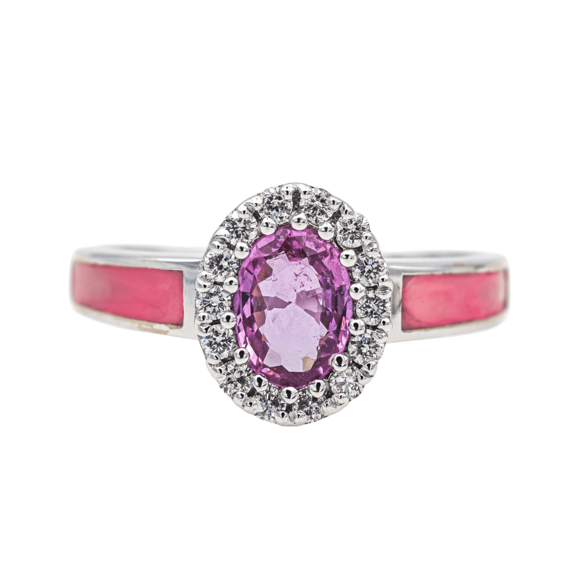 Bague Entourage en or blanc, laque, saphir et diamants - Castafiore