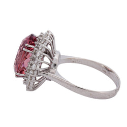 Bague Entourage en or blanc, morganite et diamants - Castafiore