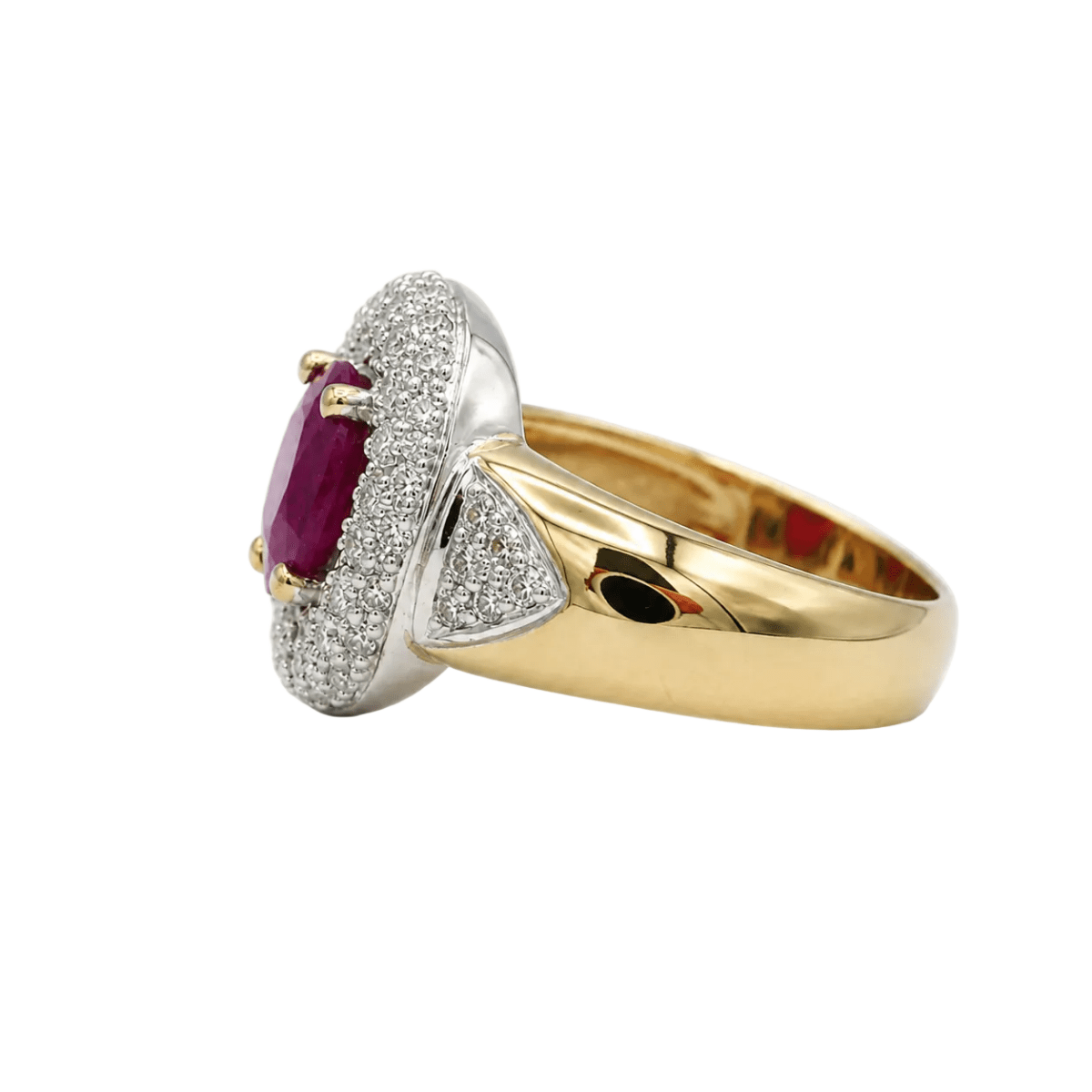 Bague Entourage en or blanc, or jaune, rubis et diamants - Castafiore