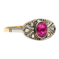 Bague Entourage en or blanc, or jaune, rubis et diamants - Castafiore