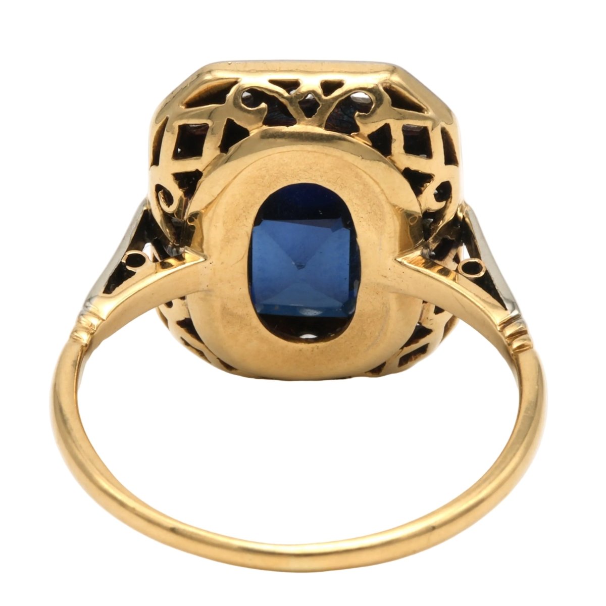 Bague Entourage en or blanc, or jaune, saphir et diamants - Castafiore