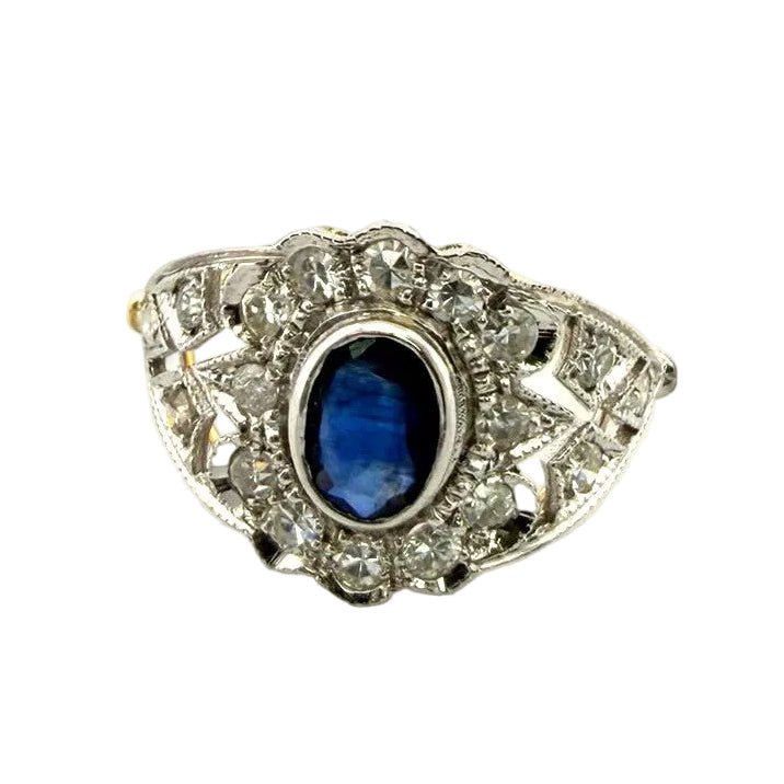 Bague Entourage en or blanc, or jaune, saphir et diamants - Castafiore