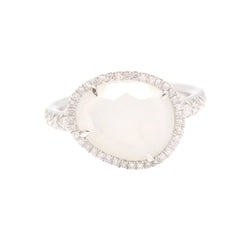 Bague Entourage en or blanc, pierre de lune et diamants - Castafiore