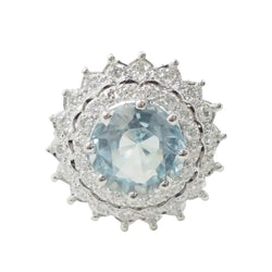 Bague Entourage en or blanc, platine, aigue - marine et diamants - Castafiore