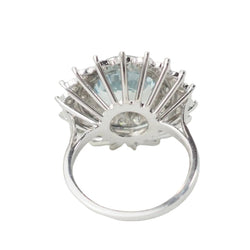 Bague Entourage en or blanc, platine, aigue - marine et diamants - Castafiore