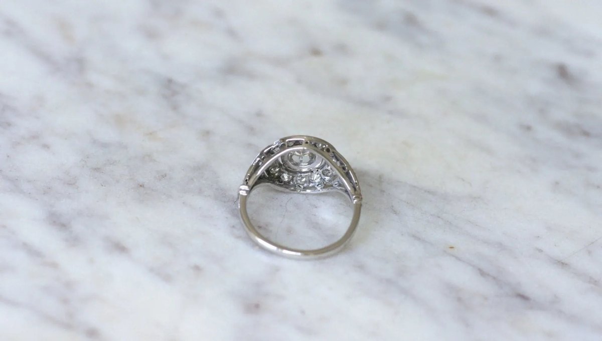 Bague Entourage en or blanc, platine et diamant - Castafiore