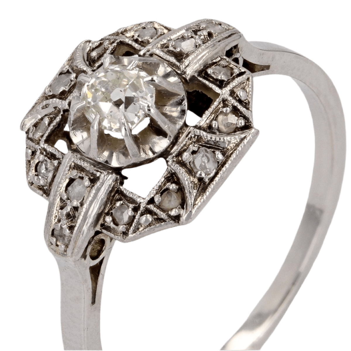 Bague Entourage en or blanc, platine et diamants - Castafiore