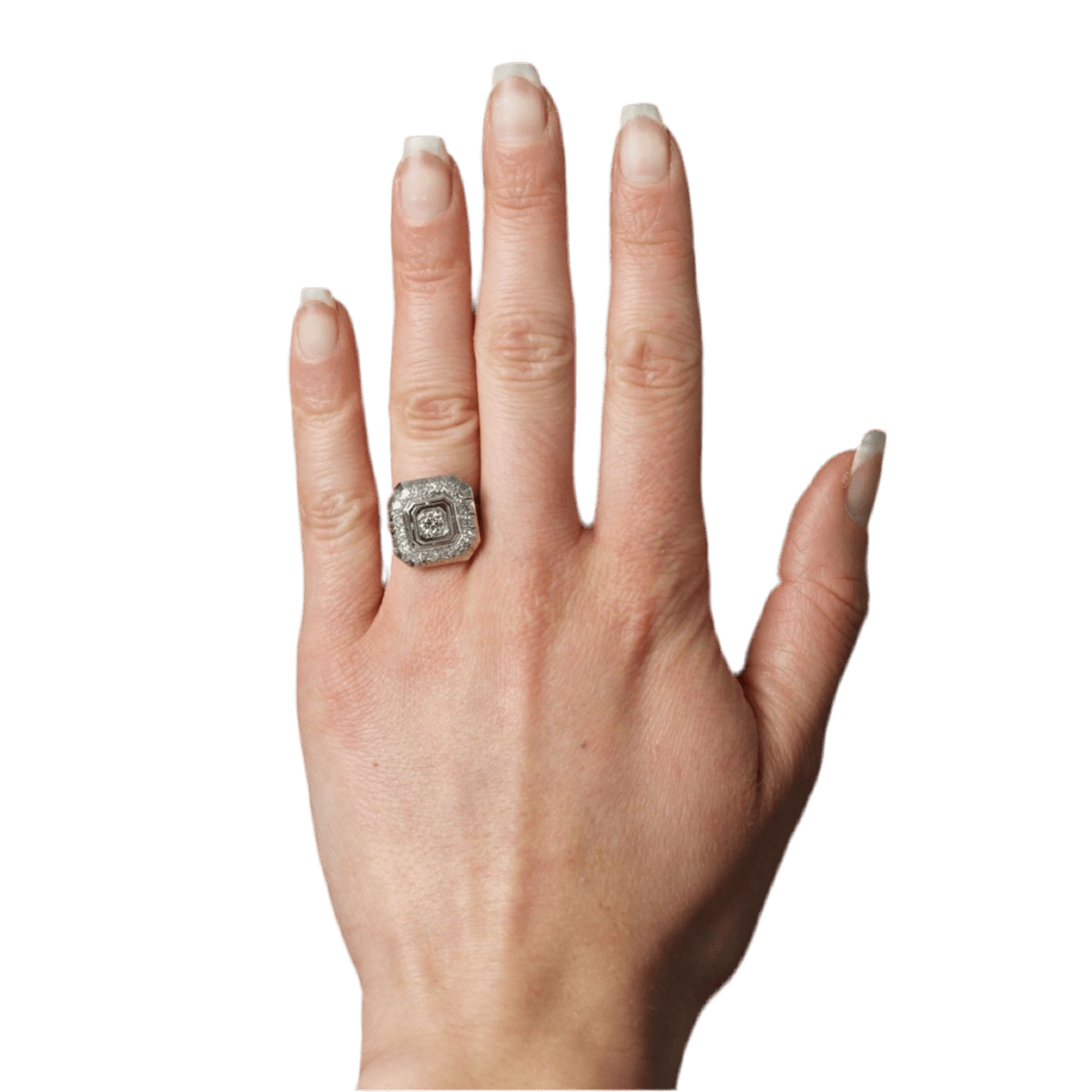 Bague Entourage en or blanc, platine et diamants - Castafiore