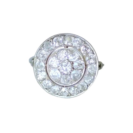 Bague Entourage en or blanc, platine et diamants - Castafiore