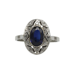 Bague Entourage en or blanc, platine, saphir et diamants - Castafiore