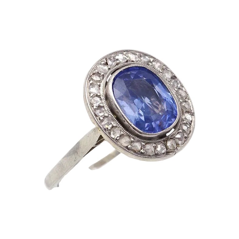 Bague Entourage en or blanc, platine, saphir et diamants - Castafiore