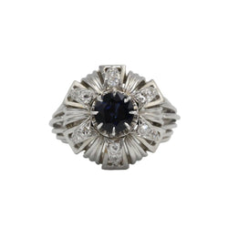 Bague Entourage en or blanc, platine, saphir et diamants - Castafiore