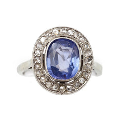Bague Entourage en or blanc, platine, saphir et diamants - Castafiore