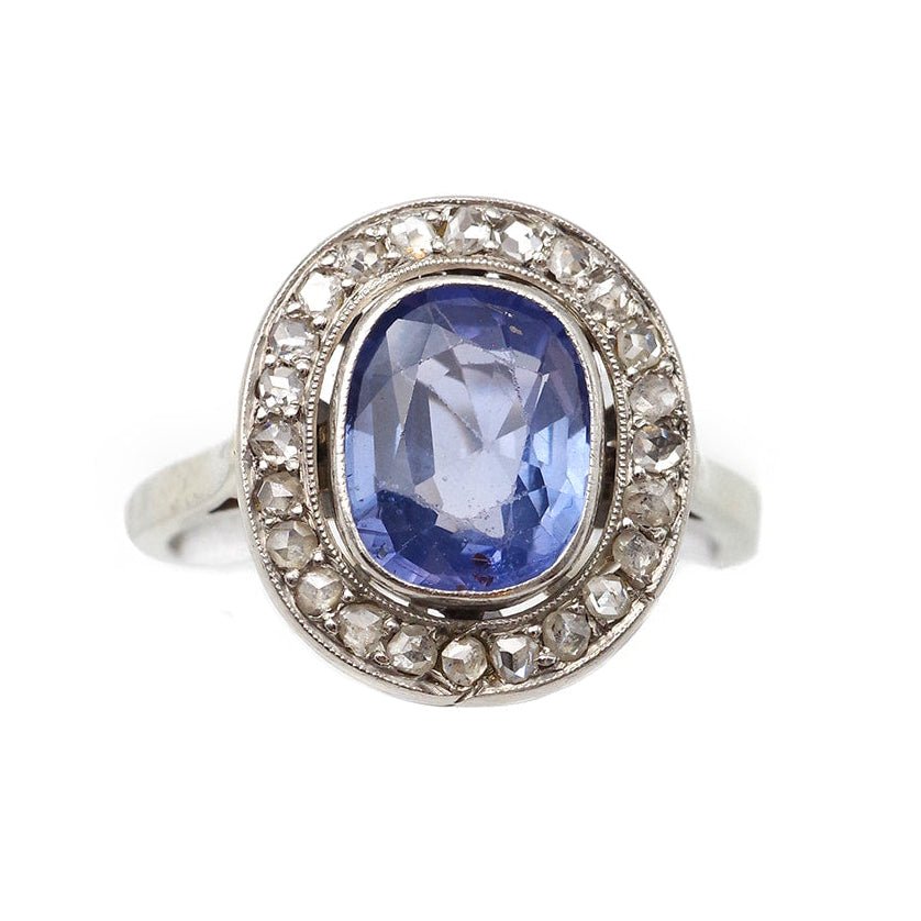Bague Entourage en or blanc, platine, saphir et diamants - Castafiore